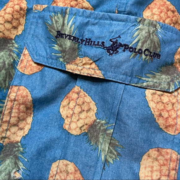 BEVERLY HILLS POLO CLUB Blue Pineapple Bathing Suit Medium - Picture 2 of 4